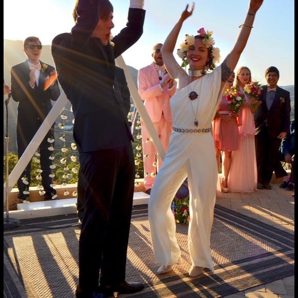 Adrianna Papell White Bridal Wedding Jumper - Picture 4 of 8